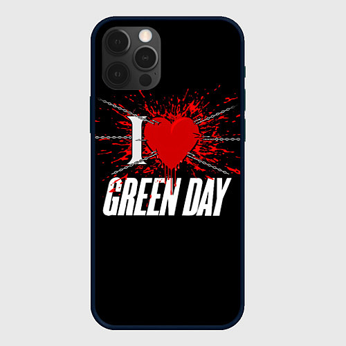 Чехол iPhone 12 Pro Max Green Day Сердце / 3D-Черный – фото 1