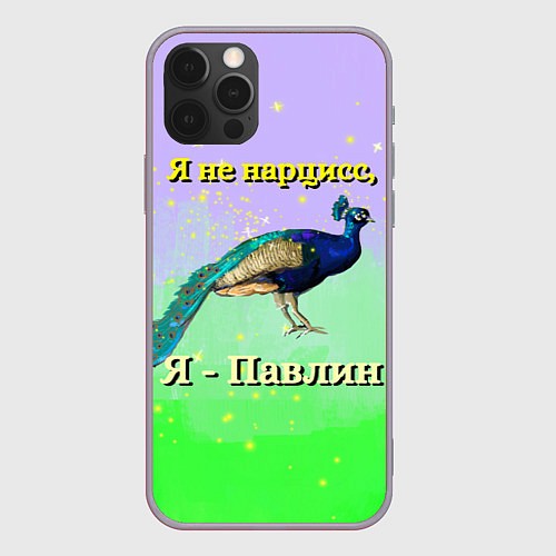 Чехол iPhone 12 Pro Max Не нарцисс, а павлин / 3D-Серый – фото 1