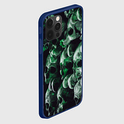 Чехол для iPhone 12 Pro Max Множество черепов во тьме - Зелёный, цвет: 3D-тёмно-синий — фото 2