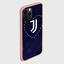 Чехол для iPhone 12 Pro Max Лого Juventus в сердечке на фоне мячей, цвет: 3D-светло-розовый — фото 2