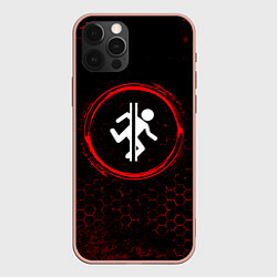 Чехол iPhone 12 Pro Max Символ Portal и краска вокруг на темном фоне