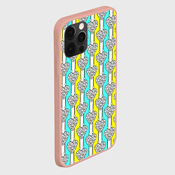 Чехол для iPhone 12 Pro Max Striped multicolored pattern with hearts, цвет: 3D-светло-розовый — фото 2