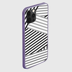 Чехол для iPhone 12 Pro Max Полосатый узор в черно-белых цветах, цвет: 3D-серый — фото 2