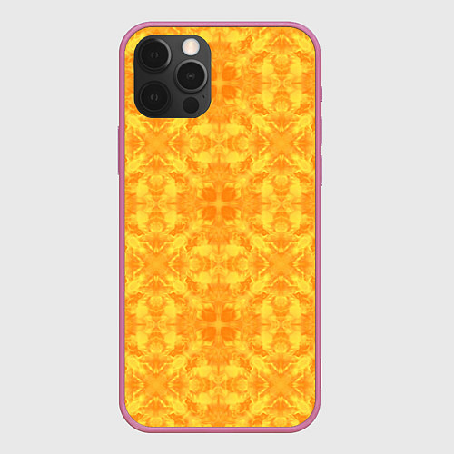 Чехол iPhone 12 Pro Max Желтый абстрактный летний орнамент / 3D-Малиновый – фото 1