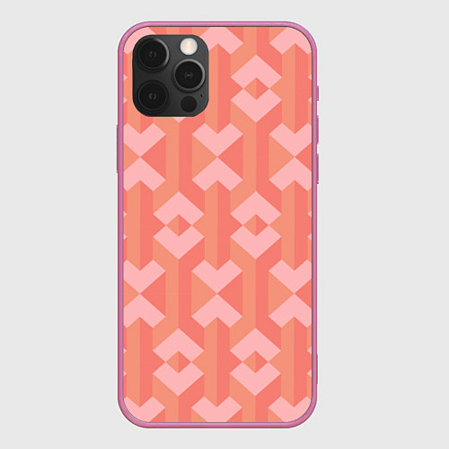 Чехол iPhone 12 Pro Max Геометрический узор розового цвета geometric pink / 3D-Малиновый – фото 1