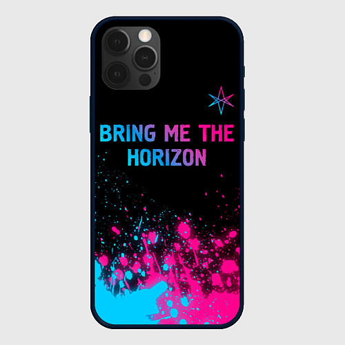 Чехол iPhone 12 Pro Max Bring Me the Horizon Neon Gradient / 3D-Черный – фото 1