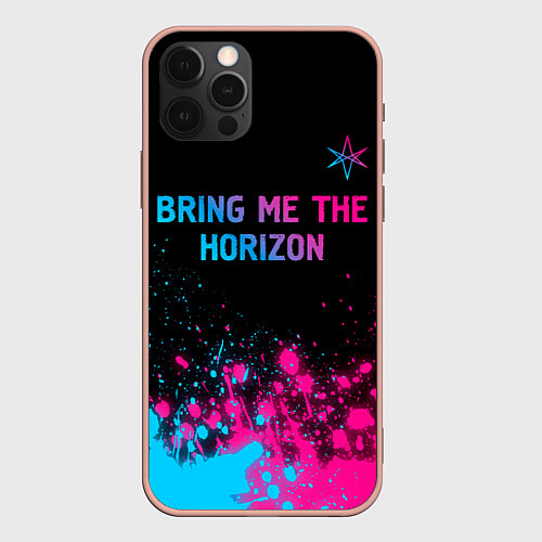 Чехол iPhone 12 Pro Max Bring Me the Horizon Neon Gradient / 3D-Светло-розовый – фото 1