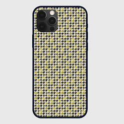 Чехол iPhone 12 Pro Max Ломаная клетка, черная, горчичная гусиная лапка