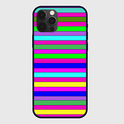 Чехол iPhone 12 Pro Max Multicolored neon bright stripes