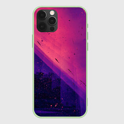 Чехол для iPhone 12 Pro Max Неоновая пыль и лучи - Тёмно-розовый, цвет: 3D-салатовый