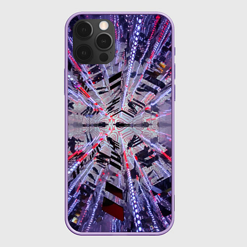 Чехол iPhone 12 Pro Max Неоновый абстрактный коридор - Фиолетовый / 3D-Сиреневый – фото 1