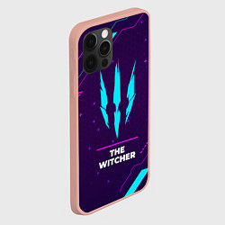 Чехол для iPhone 12 Pro Max Символ The Witcher в неоновых цветах на темном фон, цвет: 3D-светло-розовый — фото 2