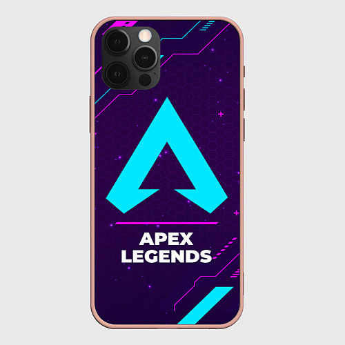 Чехол iPhone 12 Pro Max Символ Apex Legends в неоновых цветах на темном фо / 3D-Светло-розовый – фото 1