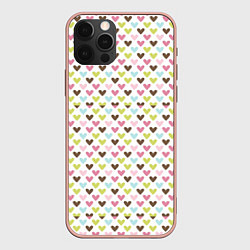 Чехол iPhone 12 Pro Max Разноцветные светлые сердечки