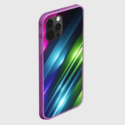 Чехол для iPhone 12 Pro Max Неоновые линии во тьме - Синий, цвет: 3D-сиреневый — фото 2