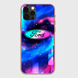 Чехол для iPhone 12 Pro Max Ford Неоновый Космос, цвет: 3D-светло-розовый