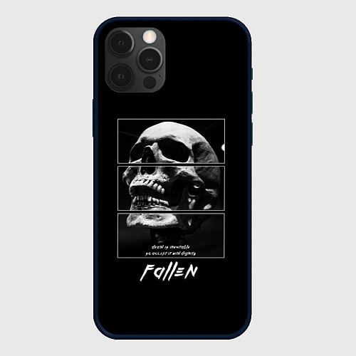 Чехол iPhone 12 Pro Max Skull with inscriptions / 3D-Черный – фото 1