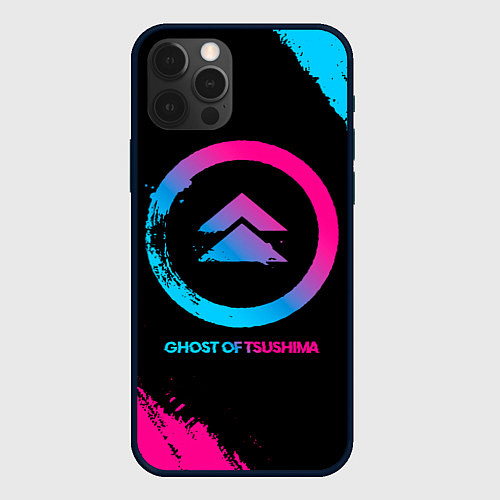 Чехол iPhone 12 Pro Max Ghost of Tsushima Neon Gradient / 3D-Черный – фото 1