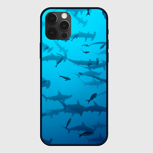 Чехол iPhone 12 Pro Max Акулы - океан / 3D-Черный – фото 1
