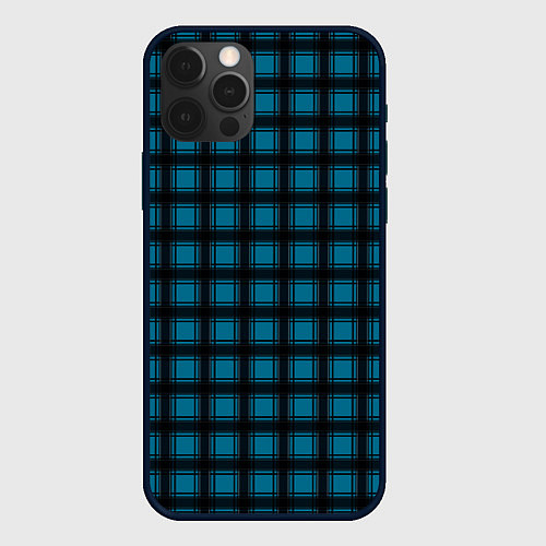 Чехол iPhone 12 Pro Max Black and blue plaid / 3D-Черный – фото 1