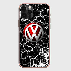 Чехол для iPhone 12 Pro Max Volkswagen Трещины, цвет: 3D-светло-розовый