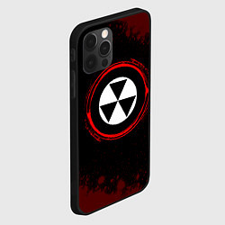 Чехол для iPhone 12 Pro Max Символ Fallout и краска вокруг на темном фоне, цвет: 3D-черный — фото 2