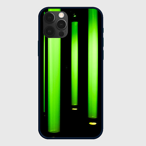 Чехол iPhone 12 Pro Max Абстрактные неоновые колбы с кислотой - Зелёный / 3D-Черный – фото 1