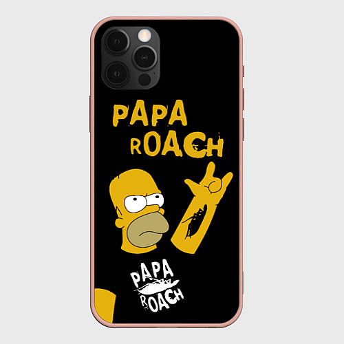 Чехол iPhone 12 Pro Max Papa Roach, Гомер Симпсон / 3D-Светло-розовый – фото 1
