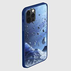 Чехол для iPhone 12 Pro Max Космический пейзаж с ледяными скалами, цвет: 3D-тёмно-синий — фото 2