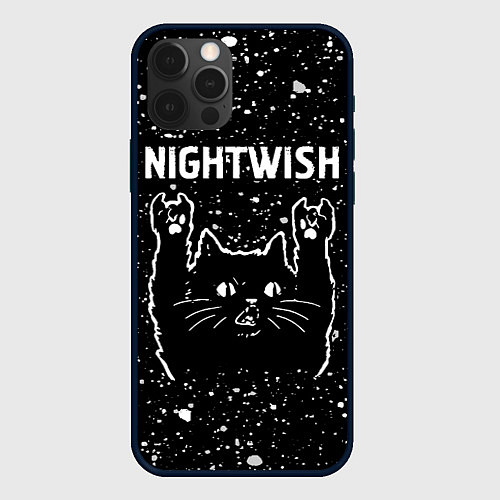 Чехол iPhone 12 Pro Max Группа Nightwish и Рок Кот / 3D-Черный – фото 1