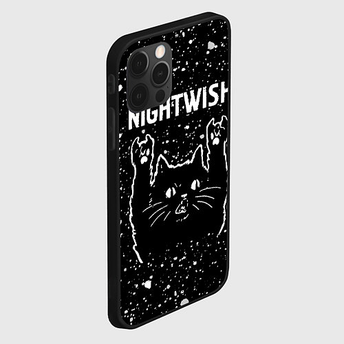 Чехол iPhone 12 Pro Max Группа Nightwish и Рок Кот / 3D-Черный – фото 2