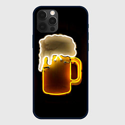 Чехол для iPhone 12 Pro Max Неоновое пиво - Жёлтый, цвет: 3D-черный