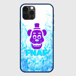 Чехол для iPhone 12 Pro Max Five Nights At Freddys - синий огонь на белом фоне, цвет: 3D-тёмно-синий