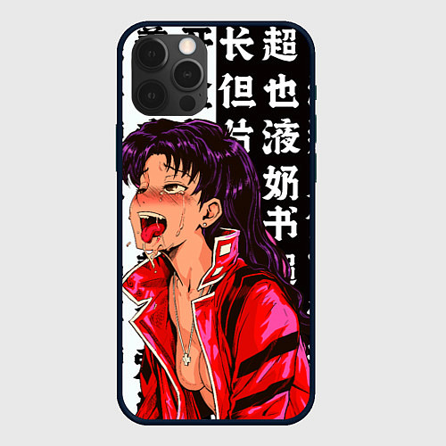 Чехол iPhone 12 Pro Max Мисато Кацураги AHEGAO EVA / 3D-Черный – фото 1