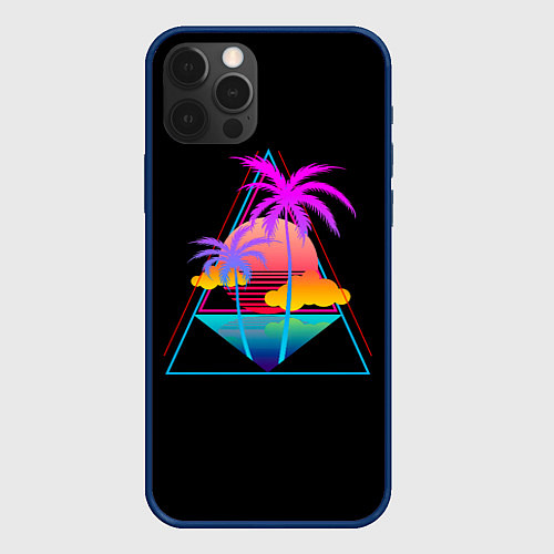 Чехол iPhone 12 Pro Max Ретро пейзаж / 3D-Тёмно-синий – фото 1