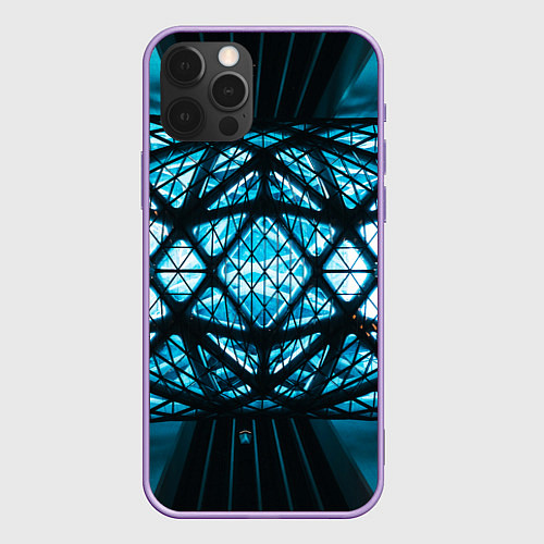 Чехол iPhone 12 Pro Max Неоновые абстрактные фигуры и фонари - Синий / 3D-Сиреневый – фото 1