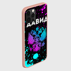 Чехол для iPhone 12 Pro Max Давид - неоновый герб России, цвет: 3D-светло-розовый — фото 2