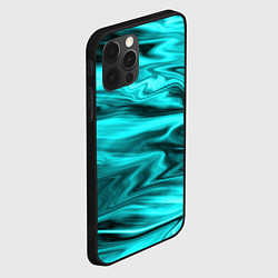 Чехол для iPhone 12 Pro Max Неоновый бирюзовый мраморный узор, цвет: 3D-черный — фото 2