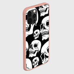 Чехол для iPhone 12 Pro Max Черепа - чёрный фон, цвет: 3D-светло-розовый — фото 2