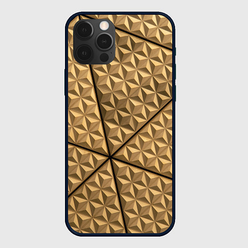 Чехол iPhone 12 Pro Max Абстрактное металлическое покрытие - Золотой / 3D-Черный – фото 1
