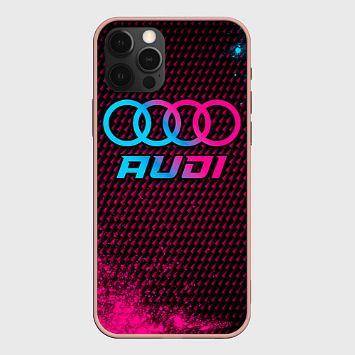 Чехол iPhone 12 Pro Max Audi - neon gradient / 3D-Светло-розовый – фото 1