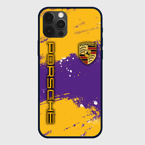 Чехол iPhone 12 Pro Max PORSCHE- LAKERS COLORS / 3D-Черный – фото 1