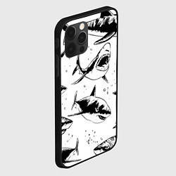 Чехол для iPhone 12 Pro Max Кровожадные акулы - стая, цвет: 3D-черный — фото 2