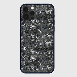 Чехол для iPhone 12 Pro Max Темно серый графитовый с текстурой камня, цвет: 3D-черный