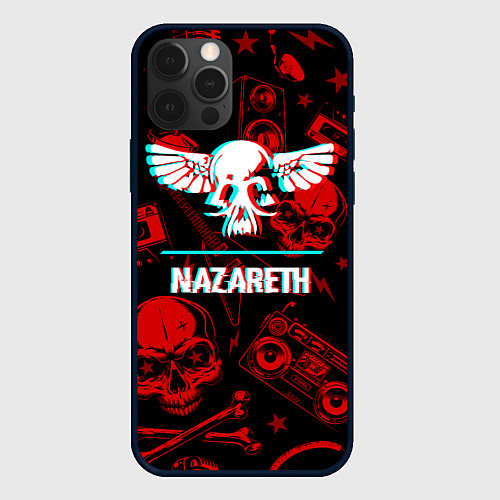 Чехол iPhone 12 Pro Max Nazareth rock glitch / 3D-Черный – фото 1
