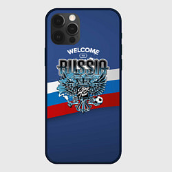 Чехол для iPhone 12 Pro Max Wellcome to Russia: лента триколора, цвет: 3D-черный
