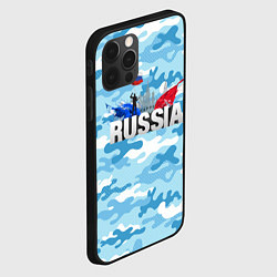 Чехол для iPhone 12 Pro Max Russia: синий камфуляж, цвет: 3D-черный — фото 2