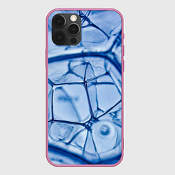 Чехол для iPhone 12 Pro Max Абстрактная синяя ледяная броня, цвет: 3D-малиновый
