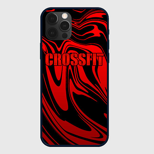 Чехол iPhone 12 Pro Max Кроссфит - красные разводы / 3D-Черный – фото 1