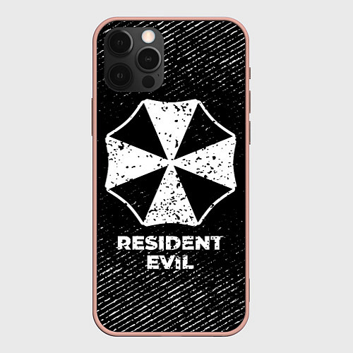 Чехол iPhone 12 Pro Max Resident Evil с потертостями на темном фоне / 3D-Светло-розовый – фото 1